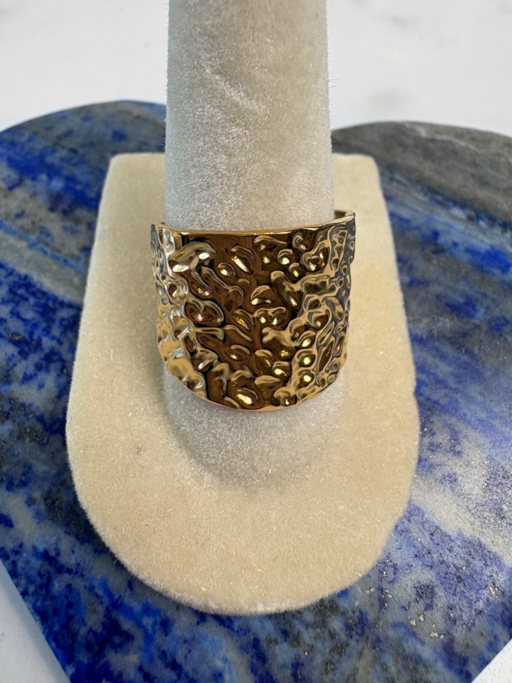 Goldtone Hammered Ring by Plunder Design Private Label